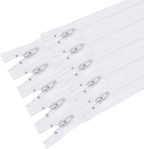 MARARDI [Packung 10] Reißverschlüssen [Weiß] Nylon [25 cm] Nähen und Basteln zum Kleidung Taschen Stoff für Nähmaschine Patchwork Plastik Baumwolle Zipper mit Metallreißverschluss