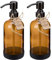 ALTGLAS Seifenspender 'Sarajevo' - Doppel Set Dusch Spender aus Braun Glas Flasche mit Silikon Untersetzer und 304 Edelstahl Pumpkopf in Matt-Schwarz (2 Stück a 500 ml)