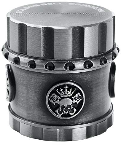 Golden Bell Grinder 1.8 inch (45 mm) Spice Grinder 4 Layers Zinc Alloy Grinder Threadless Skull Mills - Silver