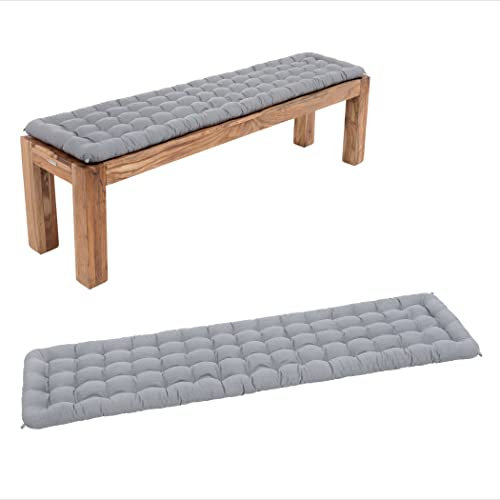 HAVE A SEAT Living - Bankauflage 180x40 cm - Bequeme Sitzauflage Bank, 5 cm Dick - Waschbar bis 95°C, Orthopädisch, Wetterfest - Made in Germany (180x40 cm, Hellgrau)