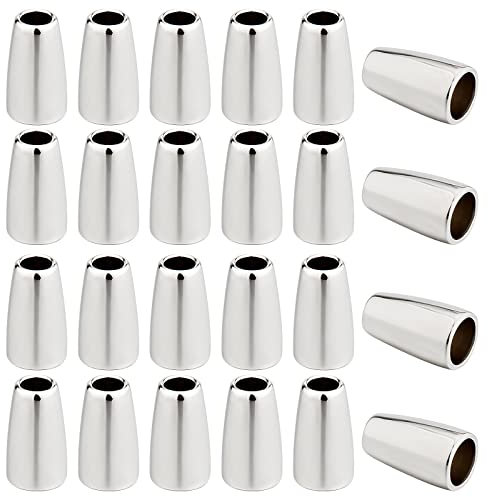 GORGECRAFT 40PCS Metal Bell Stopper Conical Bells Cord Rope Locks Fastener Ends Zipper Pull Ends Toggle Clip Cone Cord Lock for Lanyard Backpack Bag Clothing, Silver 4x7x13mm