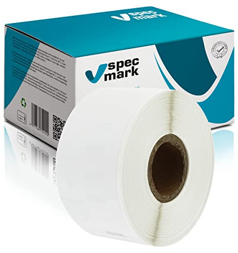 specmark Etiketten-Rolle kompatibel mit DYMO S0722410 36mm x 89mm 260 Stück kompatibel zu allen Etikettendruckern LabelWriter 450, 4XL, Seiko-SLP, Milchig/Transparent Ettiket, Schwarzer Schrift