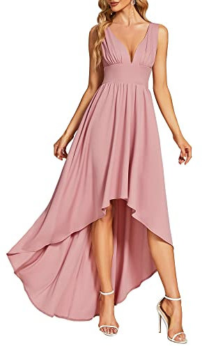Ever-Pretty Robe Femme pour Mariage Fendue Col V Robe Demoiselle d'honneur sans Manche A Line Chic Rose Poussiéreuse 50