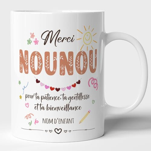 Lalasol Mug Nounou Personnalisé – Idée Cadeau Pour Nounou – Tasse Cadeau Nounou Merci Nounou – Imprimé en France