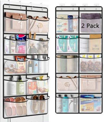 Devesanter Hanging Storage 2 Pack Over The Door Organiser with 10 Mesh Pockets for Closet, Wardrobe, Bedroom, Bathroom