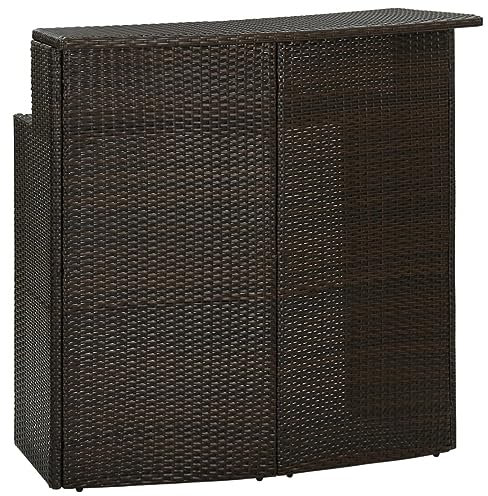 LAPOOH Garten-Bartisch, Kleiner Esstisch, Bartische & -theken, Bar Tisch, Hochtisch, Stehtisch, Thekentisch, Braun 120x55x110 cm Poly Rattan