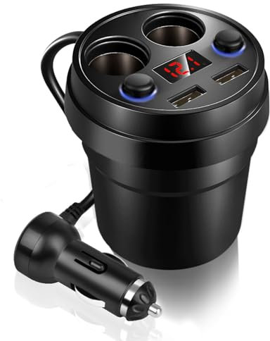 Universal Car Cup Holder Charger, Dual USB Ports, Voltage Monitoring Fast Charging, 3.1A for Phone Tablet & PC
