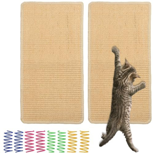 Kratzmatte Katze, 2 STK Sisal Teppich Katzen, 50×25 cm Sisal Katzenkratzmatte, Katzen Kratzbretter Kratzteppich Wand, Sisalmatte, Sisal Fußmatte Teppich für Sofa Möbel Tür Katze Kratzschutz