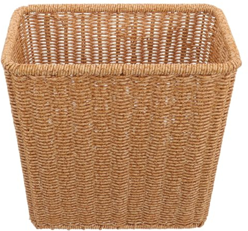 Kichvoe Cesto De Basura De Ratán Cubo De Basura De Mimbre Cubo De Basura Redondo Cesta De Almacenamiento Tejida Contenedor De Ropa Para Dormitorio Sala De Estar Y Baño