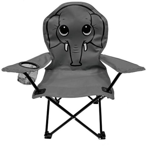 Linder Exclusiv LEX Kinder-Anglersessel Campingstuhl Campingsessel mit Getränkehalter (Elefant (grau))