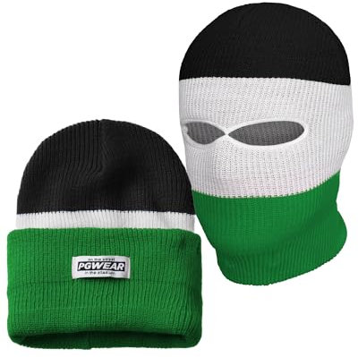 PGWear Mütze und Sturmhaube Troublemaker 2 in 1 Unisex schwarz weiß grün