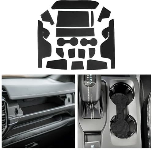 CDEFG Kompatibel mit Ford Ranger T9 2023 2024 2025 Raptor Wildtrak XLT, Gummimatten Mittelkonsole Antirutschmatten rutschfest Becherhalter Gummi Matte Armlehne Raptor Wildtrak XLT Zubehör (Schwarz)