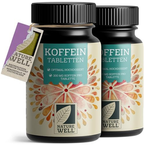 Koffeintabletten 730x - 200 mg Koffein pro Tablette - optimal hochdosiert - laborgeprüft mit Zertifikat (Koffein-Gehalt & Reinheit) - ohne unerwünschte Zusätze - XL-Vorrat mit 2x365 Tabs. - 100% vegan