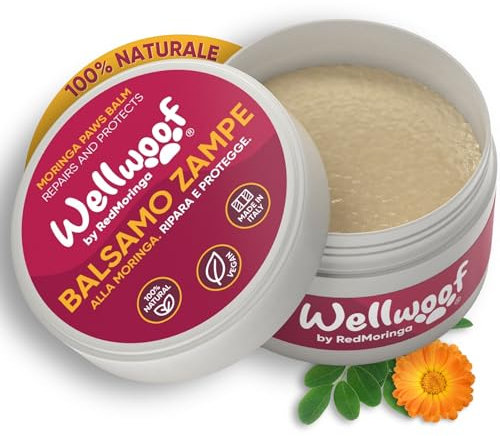 Crema Polpastrelli Cane per Il Caldo 100% Naturale | Oli Moringa, Mandorla, Burro Karitè | Protezione Zampe Cane Asfalto | Pomata Vegana Non Tossica per ingestione | Made in Italy WeelWoof - 70Ml