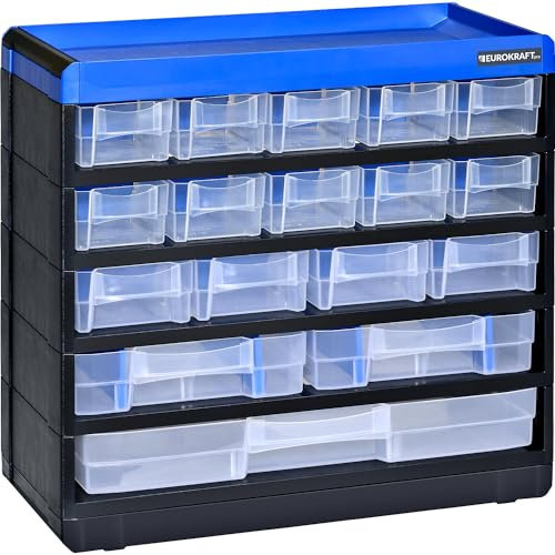 eurokraft | Kleinteilemagazin VARIOPLUS PRO | HxBxT 285 x 300 x 135 mm | 17 Schubladen | 18 Trennstege