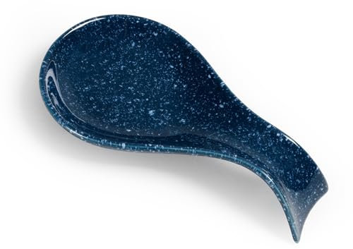 ANTIS'S HOME Ceramic Stove Top Spoon Holder, Navy Blue, Heat-Resistant Cooking Utensil Rest for Ladles, Spatula, Tong