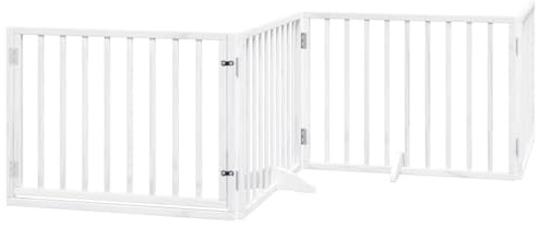 vidaXL Dog Gate with Door Foldable 12 Panels White 960 cm Poplar Wood