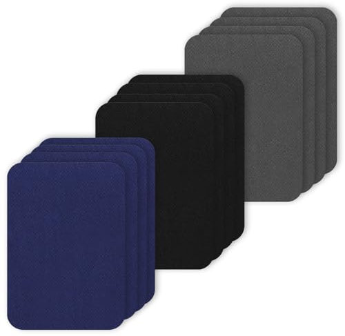 JIYIN Fabric Repair Patches, Iron-on Patches for Clothing Inside & Outside, Multi-Colored Patches for Clothes Fabric Patches for Clothing, Bag, Hat Repair 3 by 4-1/4 (7.5 cm x 10.5 cm)(12Pcs3Colors)