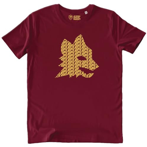 AS Roma T-Shirt Lupetto Stampato, Adulto, Rossa, XL