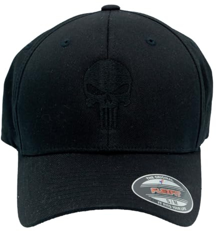 Café Viereck ® Unisex Cap Wooly Combed – Gestickt mit Punisher Zeichen – für Männer und Frauen