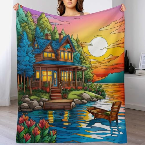 Kanu-See Decke Fleecedecke,Weiche Warme Fuzzy Überwurfdecken Kinder Oder Erwachsene Für Krippe Bett Couch Stuhl Four Seasons Wohnzimmer Reisen Outdoor （130×180cm）