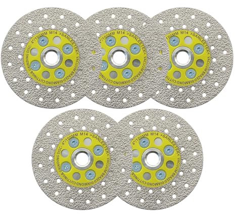 Diamantscheibe, 100 mm, doppelseitig, Schneiden und Schleifen, Sägeblätter, Vakuumgelötet, für Marmor, Granit, Beton, Porzellan, Fliesen, M14, Gewinde SANLEETEK