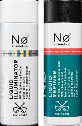 No Cosmetics Liquid Refiner & Liquid Illuminator - 2-in-1 Skincare Set für ein Reine und glatte Haut + Purelife Sticker