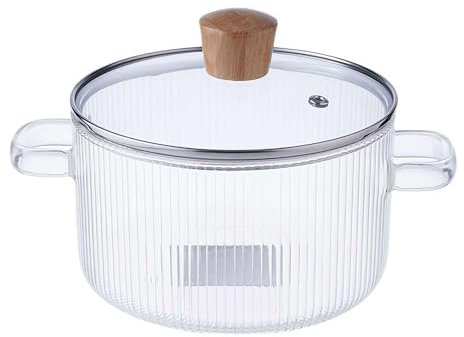 16L Heat Resistant Borosilicate Glass Cooking Pot Set - Stovetop Cookware with Lid for Soup Milk and Baby Food