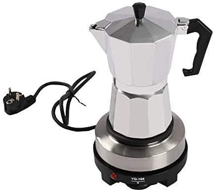 QUIOTUIR Cafetera italiana con placa calefactora eléctrica temperatura ajustable 300 ml/150 ml 6/3 tazas termostática máquina de café para cafés, aparadores, oficinas, hoteles (300 ml, 6 tazas)