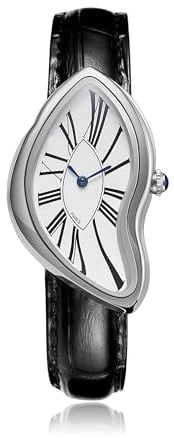 Gosasa Orologio da polso da uomo, elegante, analogico, al quarzo, con cinturino in vera pelle, quadrante con numeri romani, impermeabile, orologio casual da lavoro, Argento, Cinturino