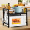 VINATO Soporte Extensible para Microondas, Soporte de Cocina en Acero, 50kg Capacidad, con Ganchos, para Horno y Electrodomésticos (40-64cm Ajustable)