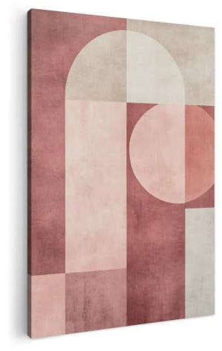 MuchoWow© Leinwandbild Groß XXL Dekoration Wohnzimmer Bilder Pictures Wall | 80x120 cm - Decoration Living Room Wohnungs Deko Moderne Bild Figuren - Abstrakt - Rosa