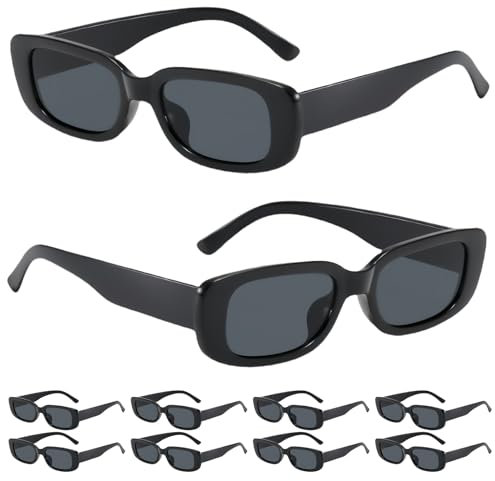 Calenxy 20 Stücke Vintage Rechteckige für Damen Herren, Sonnenbrille Set Party Brillen Mode Sonnenbrille UV Unisex Schwarz Retro Ultraleicht Rahmen, Sonnenbrille für Partys Reise Fahren Fahren