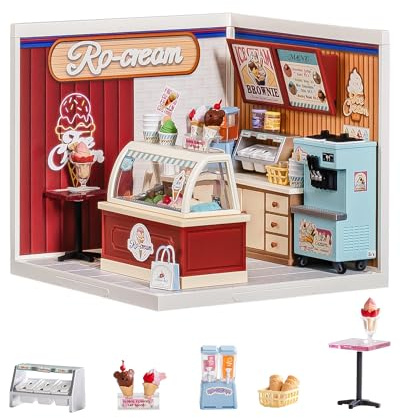 Rolife Super Creator Kit de Maison Miniature DIY, Flavorful Ice Cream Maison de Poupée pour Figurines, Idée Cadeau pour à Noël et Anniversaire, Miniature pour Adultes a Construire