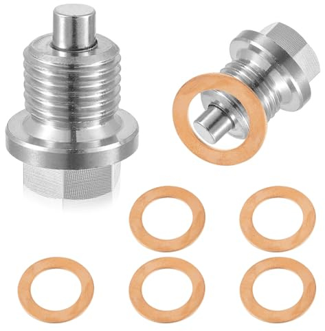 Magnetische ÖLablassschraube M14X1,5, Ölablassschraube mit Dichtring Ölschraube Magnetische Dichtung Ölwannenablassmutter, Edelstahl Ölwanne Auto Ölschraube mit Dichtungen, für die Meisten Auto