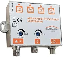 MICHAUD - Amplificateur TNT/Satellite 4 Sorties RJ45 1 entrée Type F 5-2400MHz alim 12VDC 500mA OMELCOM 0-1500-FR