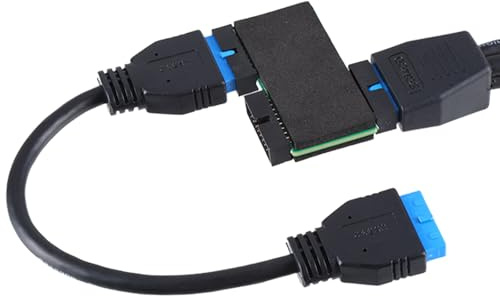 Aicharynic Scheda madre USB 3.0 19PIN Splitter USB, cavo pannello frontale USB, 1 a 2 prolunghe, struttura modulare, USB 30, 20 pin, cavo splitter HUB ad alta velocità con chip per personal computer