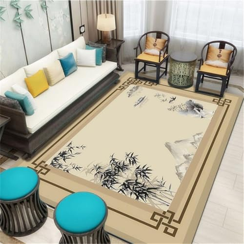 RUGMRZ Room Decoration 300X400Cm Chambre Adulte Couleur Claire Tapis Couloir Long Sol Gaming DéCoration Fillefleurs De Style Chinois, Oiseaux, Arbres, Élégance du Salon