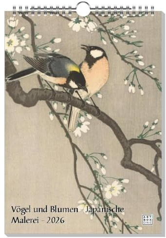 artboxONE Kalender 2026 Vögel und Blumen - Japanische Malerei Wandkalender A4 2026 Natur