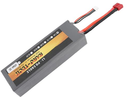 Tbest Batterie Lipo, Haute capacité Légère 7,4 V 50c 6000mAH 2s Batterie Lipo Hard pour 1/8 1/10 RC Trucks de Voiture