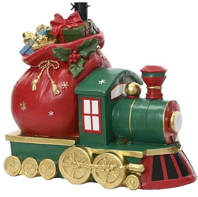 EVERLANDS Decorazione Natalizia a Forma di Treno, Base per Albero di Natale, Rosso e Verde, 56,5x35,5x50 cm
