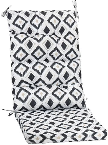 PRIMEPATIO Hochlehner-Auflage 1 Stück, 120 × 50 × 6 cm Gartenstuhlauflage mit Befestigungsbändern, weiches Sitz- und Rückenpolster für Balkon, Terrasse und Garten, Diamant