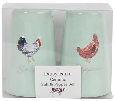 New Stunning Sage Green Daisy Farm Salt and Pepper Shaker Set Farm Design Add a Subtle Touch of Whimsy to Your Dining Table Or Kitchen Decor -R01