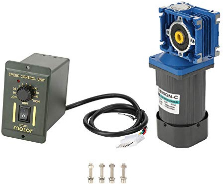 Akozon Akozon Moteur à Engrenages à Vis sans Fin à Couple élevé 90 W avec Contrôle de Vitesse - Double Rotation pour Diverses Applications - AC 220 V (Rapport de réduction 50k)