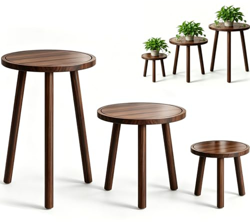 Wapasezyar Blumenhocker Holz 3er-Set, Pflanzenständer aus Holz in 3 Größen, 6/8/11 Höhe, Blumentisch, Dekorative Beistelltische für Balkon Garten Wohnzimmer Deko Büro