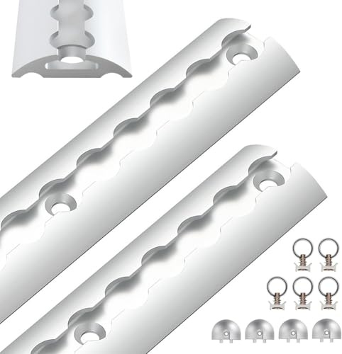 Airlineschiene Aluminium 2x1m Halbrund - Silber | Eloxierte Zurrschiene; halbrunde Form; inkl. Zurrösen & Endkappen; für Anhänger, LKW, Camper; hohe Stabilität & Langlebigkeit