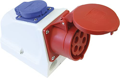 SIROX CEE-WD 16A,5p.6h, 400V, IP44 rot mit integrierter Steckdose