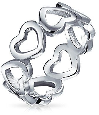Bling Jewelry BFF Freundschaft Abwechselnd Romantisches Offenes Herz Ewigkeitsring Versprechen Ring Für Frauen Teen Freundin .925 Sterlingsilber