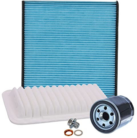 BESTPRICE Inspektionspaket Filterset mit 1x Ölfilter; 1x Luftfilter; 1x Innenraumfilter; 1x Ölablassschraube inkl. Dichtring, KOMPATIBEL MIT - TOYOTA YARIS (_P1_), YARIS VERSO (_P2_)
