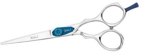 Nikarma NIKO I Blue Dial 6 Ergonomische Haarschneideschere Japan-Stall Convex Hohlschliff